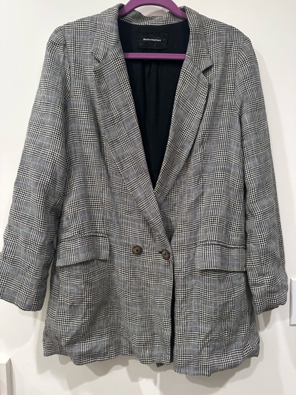 🎊🎉🎊 Reformation linen houndstooth jacket M